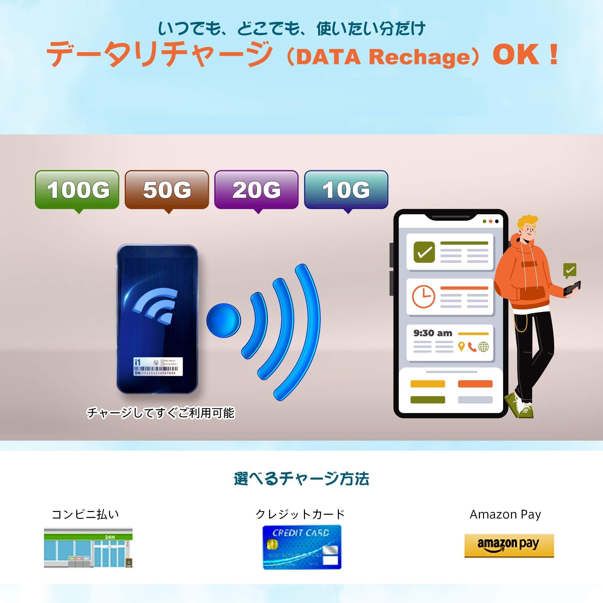 NUU konnect i1 +50GB/365日有効日本国内データ付き--U Global pocket
